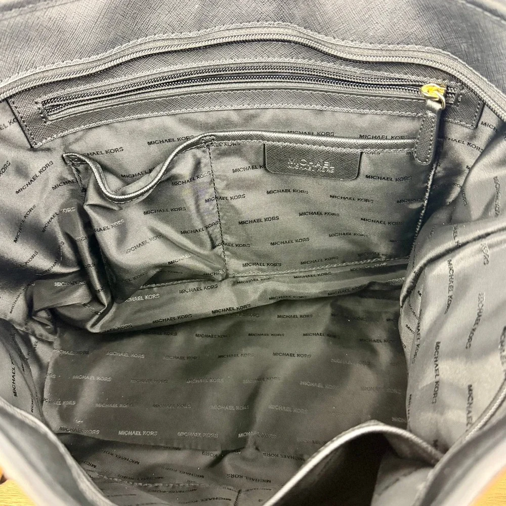 Michael Kors Jet Set Travel Tote Black Saffiano Leather Gold Hardware Bag